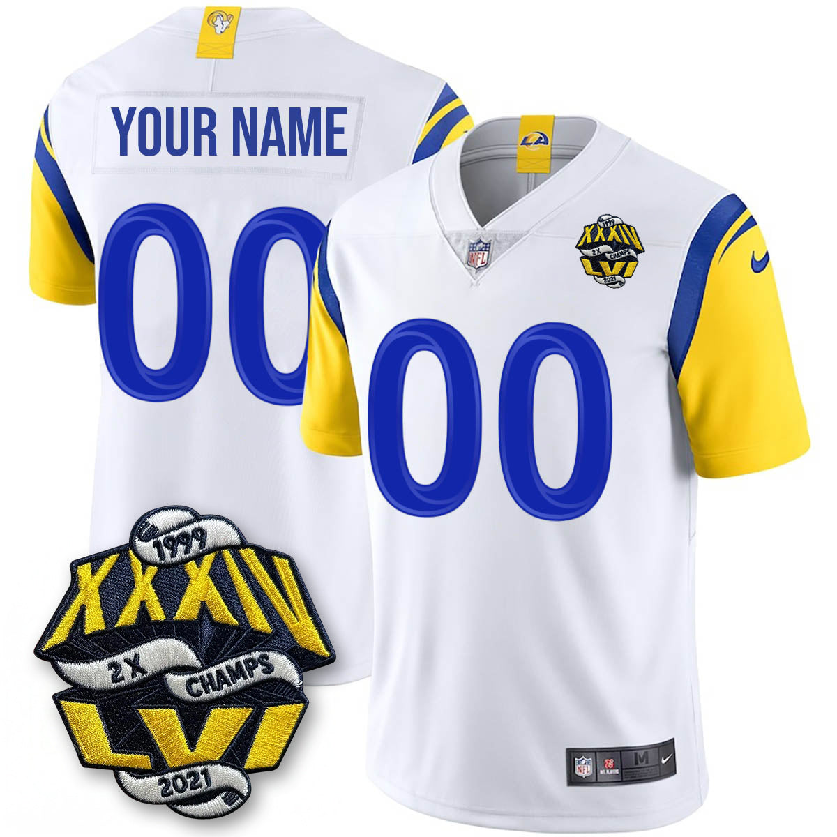 LAR 2-Time Champions Patch Vapor Limited Custom Jersey - Stitched