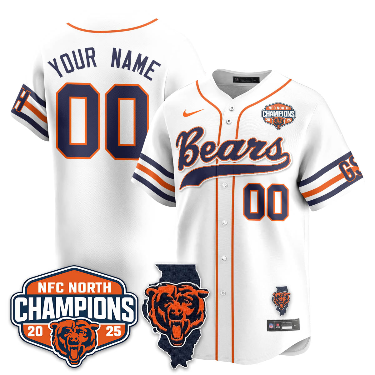 CHI  NFC North Division Champions Vapor Limited Baseball Jersey - Stitched