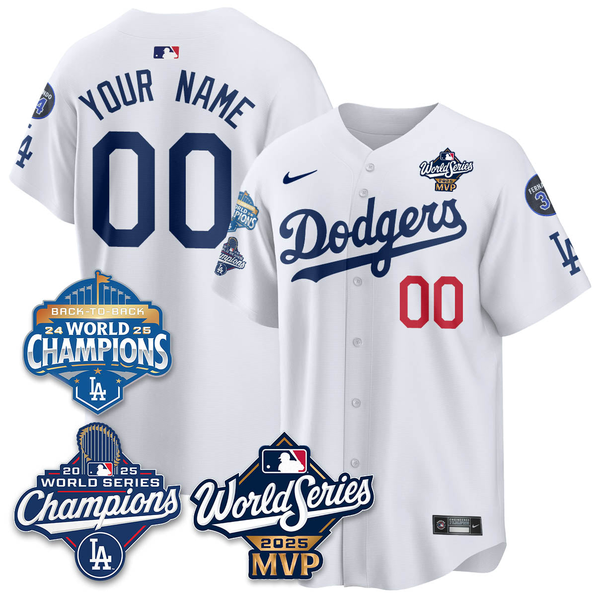 Yoshinobu Yamamoto LAD 2025 World Series MVP Jersey - All Stitched N2