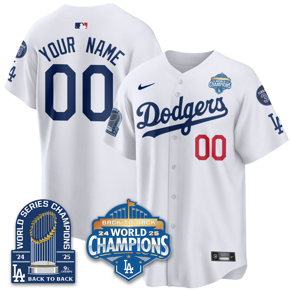 LAD 2025 World Series Champions Jersey - 9x Champs - Stitched N2