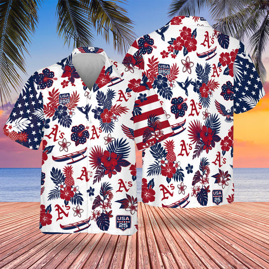 Oakland Athletics Special Semiquincentennial Hawaiian Design Button Shirt V2