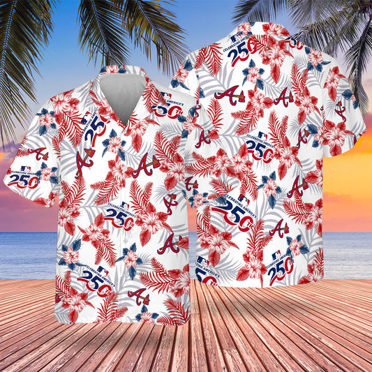 Atlanta Braves Special Semiquincentennial Hawaiian Design Button Shirt