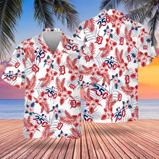 Detroit Tigers Special Semiquincentennial Hawaiian Design Button Shirt