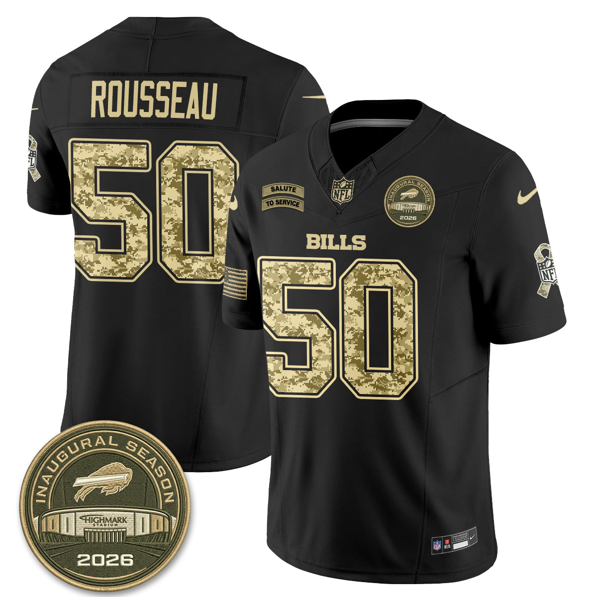 Buffalo Bills 2026 Salute to Service Edition Vapor Jersey V2- Stitched-NQD