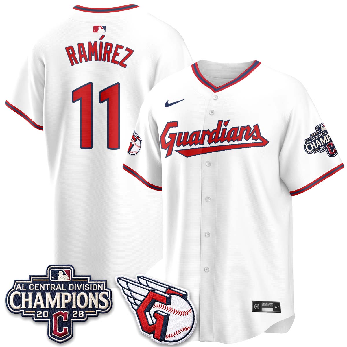 Cleveland Guardians 2026 AL Central Champs Vapor Jersey - Stitched
