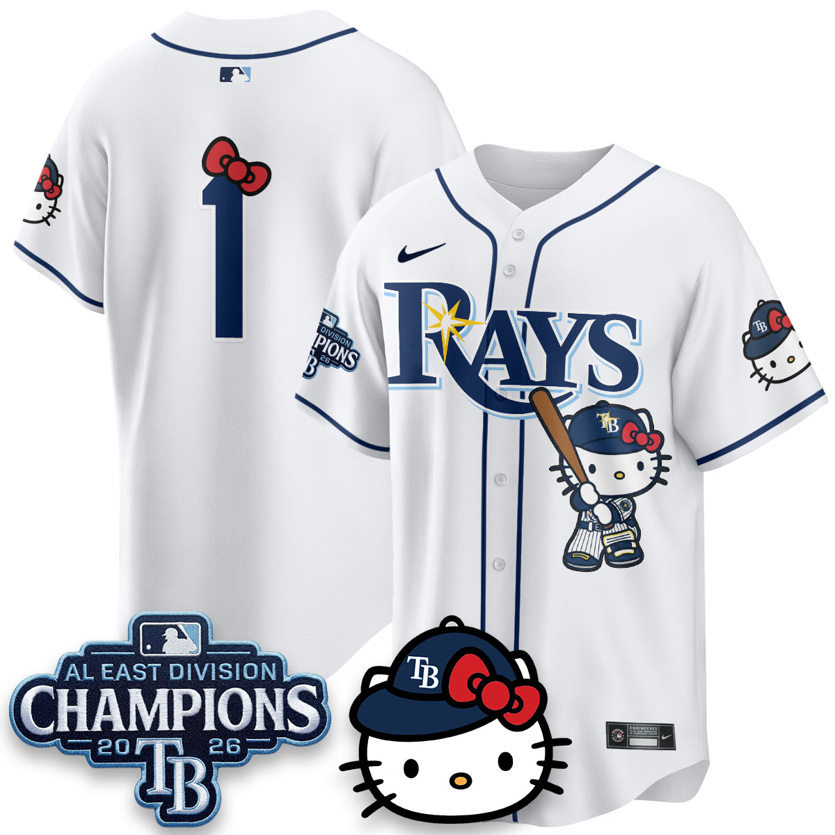 Tampa Bay Rays x Meow KT 2026 AL East Champs Vapor Jersey - Stitched-NQD