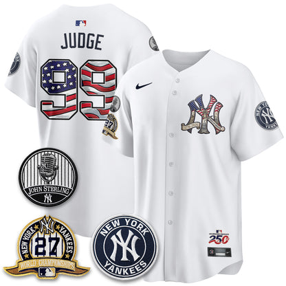 New York Yankees Independence Day USA Vapor Limited Jersey - Stitched