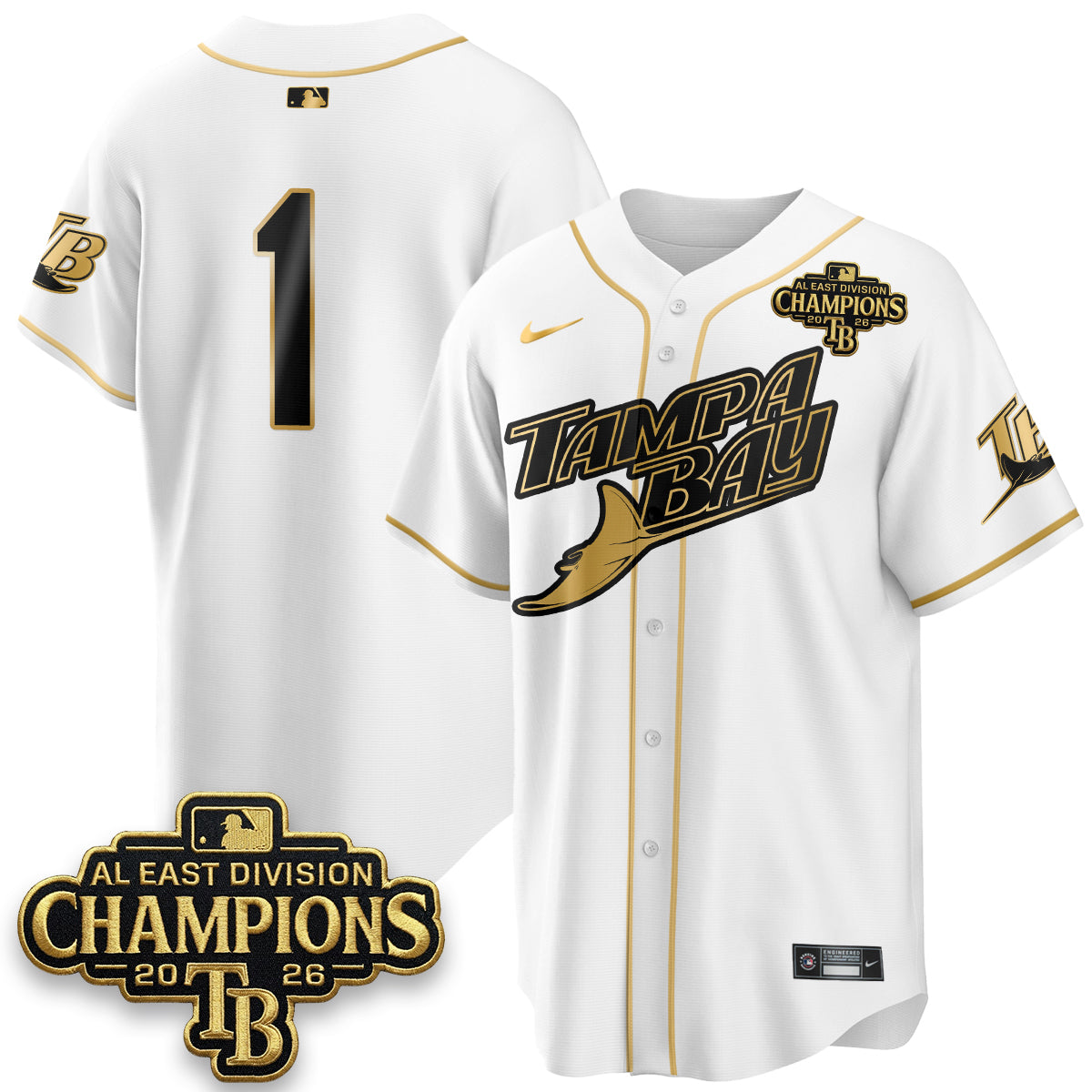 Tampa Bay Rays 2026 AL East Champs Gold Edition Vapor Jersey - Stitched-NQD