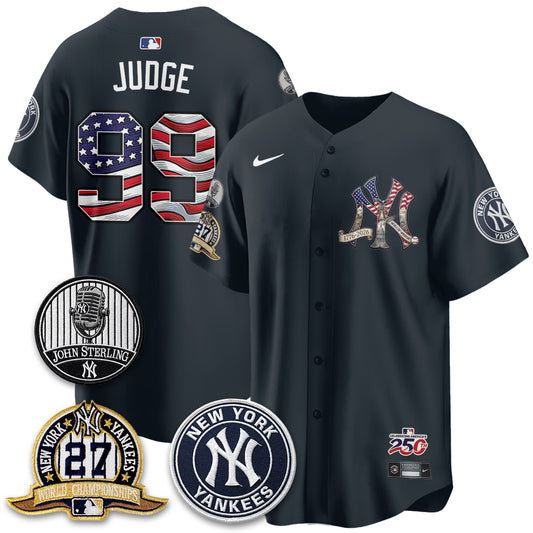 New York Yankees Independence Day USA Vapor Limited Jersey - Stitched