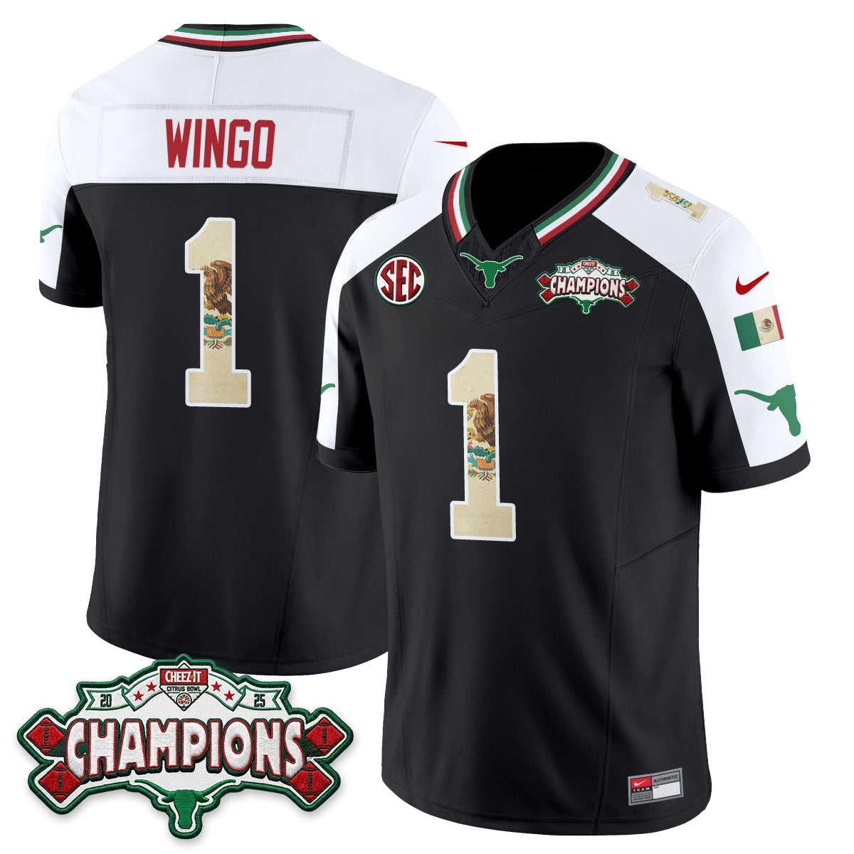 Texas Longhorns Mexico Edition Vapor Jersey - Stitched-NQD