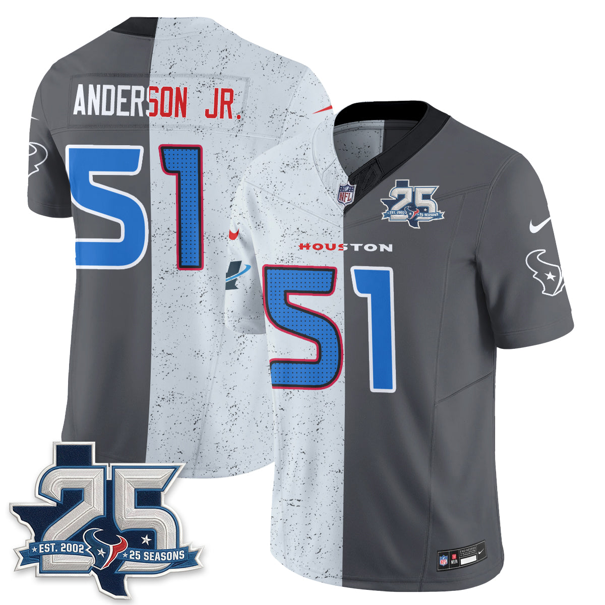 Houston Texans Fan Gear Split Vapor Jersey - Stitched