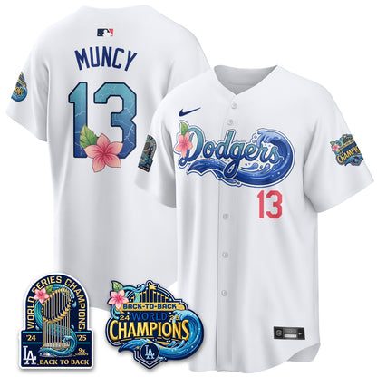 Los Angeles Dodgers Coastal Vapor Hawaiian Jersey - All Stitched