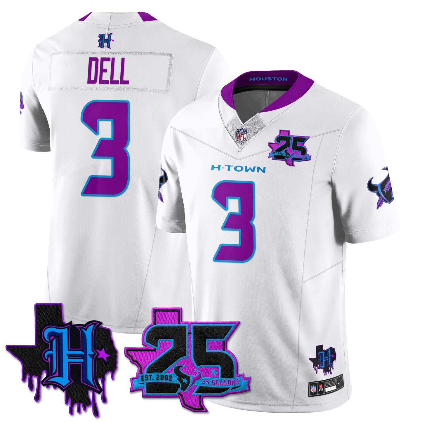 Houston Texans 25th Seasons in 2026 DJ Screw Vapor Limited Jersey - All Stitched