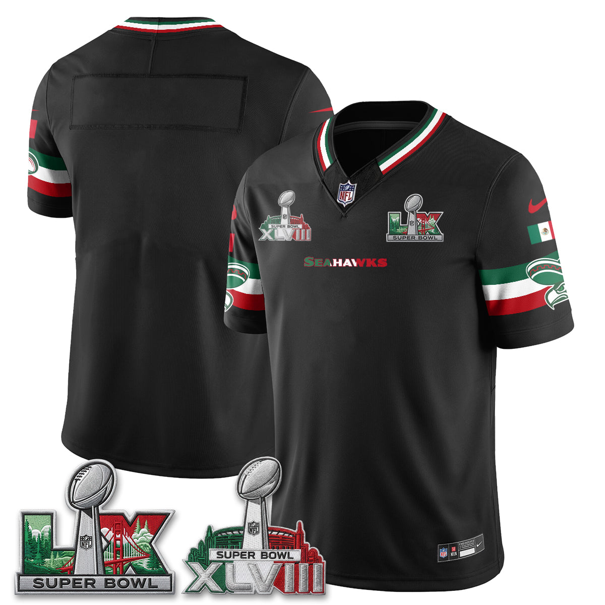Seattle Seahawks Mexico Edition Vapor Jersey V2- Stitch-NQD