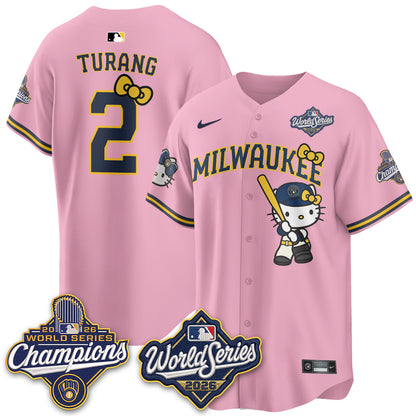Milwaukee Brewers 2026 WS Champions x Meow KT Vapor Jersey - Stitched