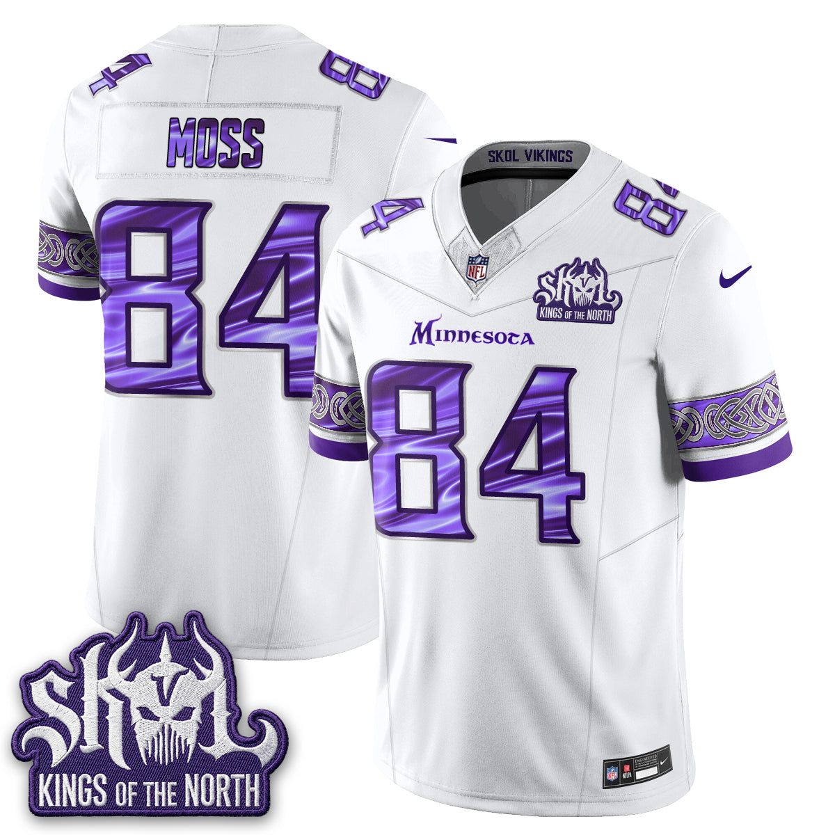 Minnesota Vikings Fangear Edition Warrior Skol Patch Vapor Jersey - Stitched