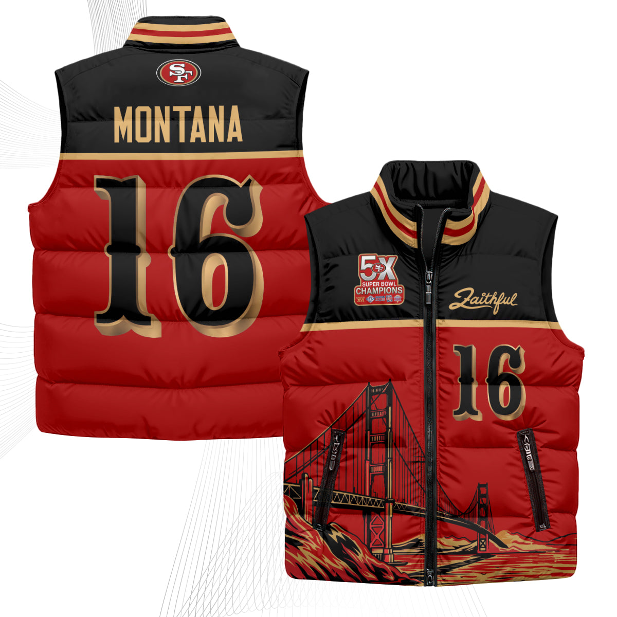 San Francisco 49ers Faithful Puffer Vest - Printed