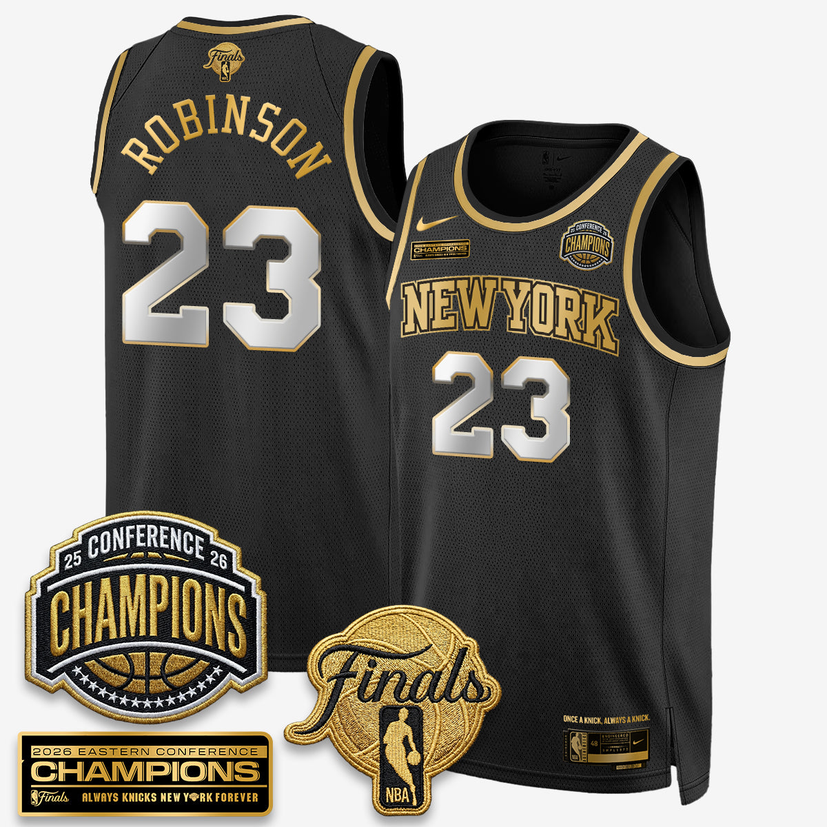 New York Knicks 2026 NBA Eastern Conference Champions White Gold Edition Jersey - Stitched