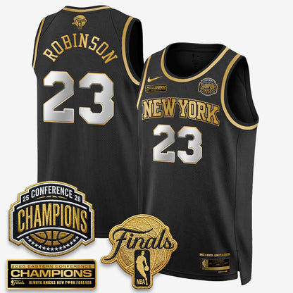 New York Knicks 2026 NBA Eastern Conference Champions White Gold Edition Jersey - Stitched