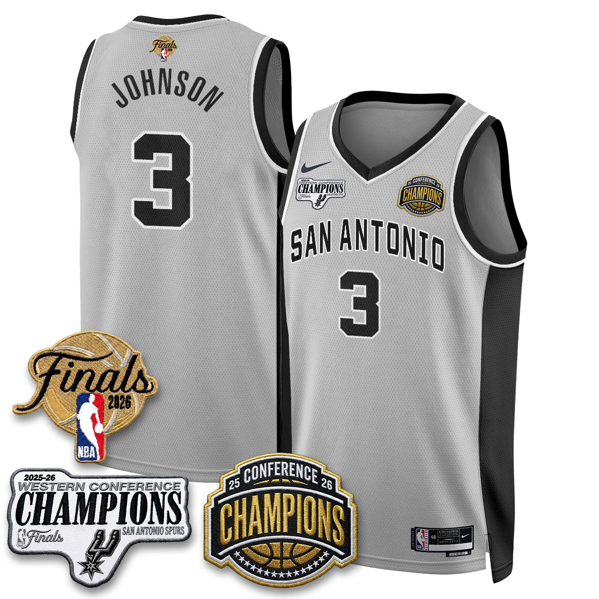 San Antonio Spurs 2026 NBA Western Conference Champions Vapor Jersey - Stitched