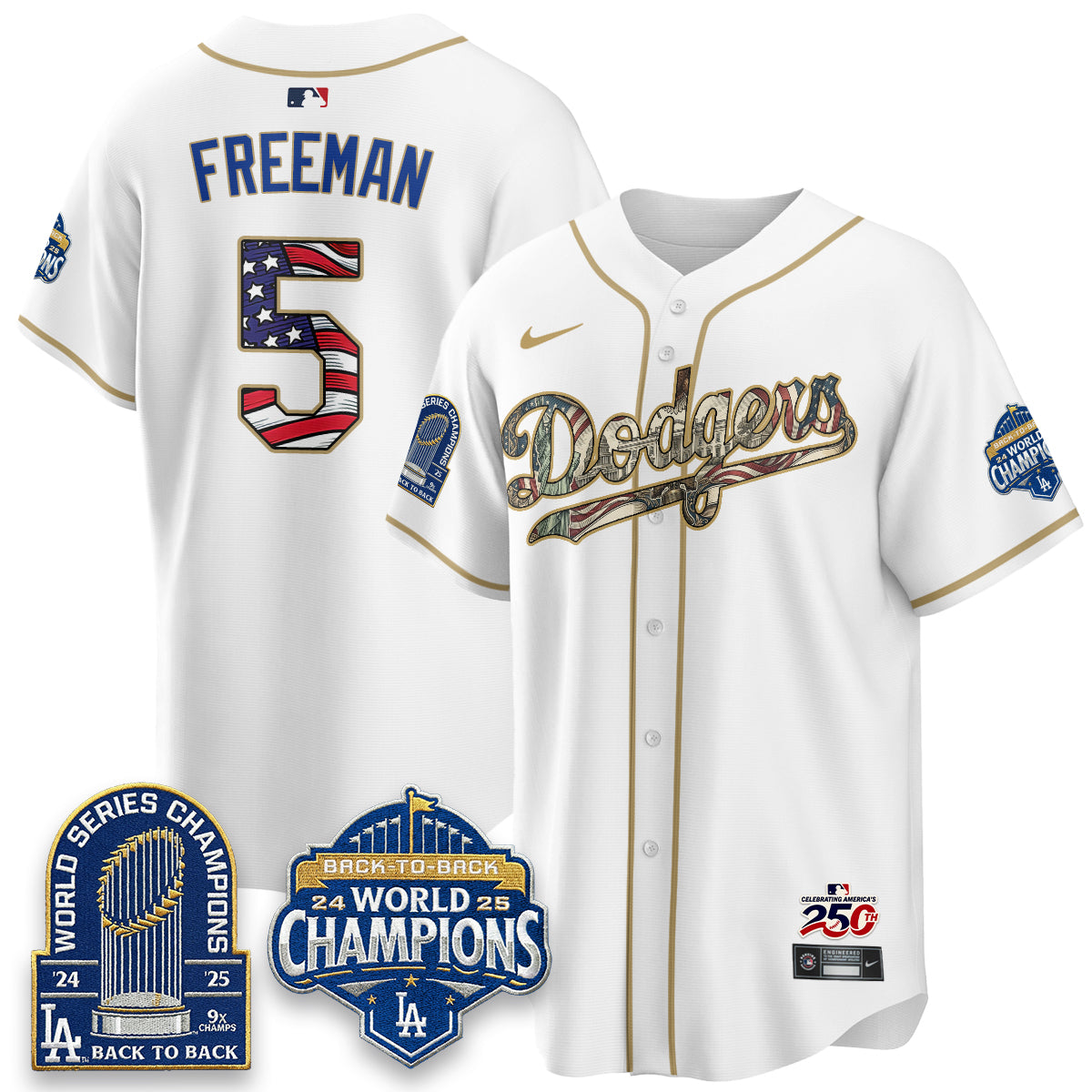 Los Angeles Dodgers 2026 Independence Day USA Vapor Limited Jersey - Stitched