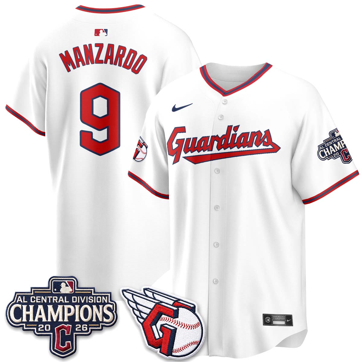 Cleveland Guardians 2026 AL Central Champs Vapor Jersey - Stitched