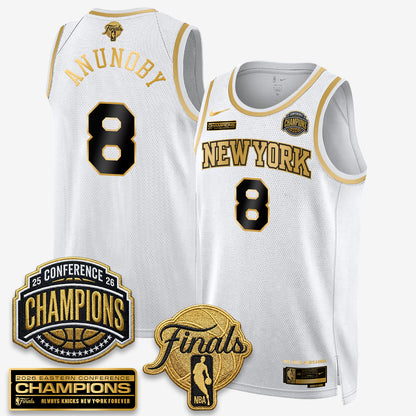 New York Knicks 2026 NBA Eastern Conference Champions White Gold Edition Jersey - Stitched
