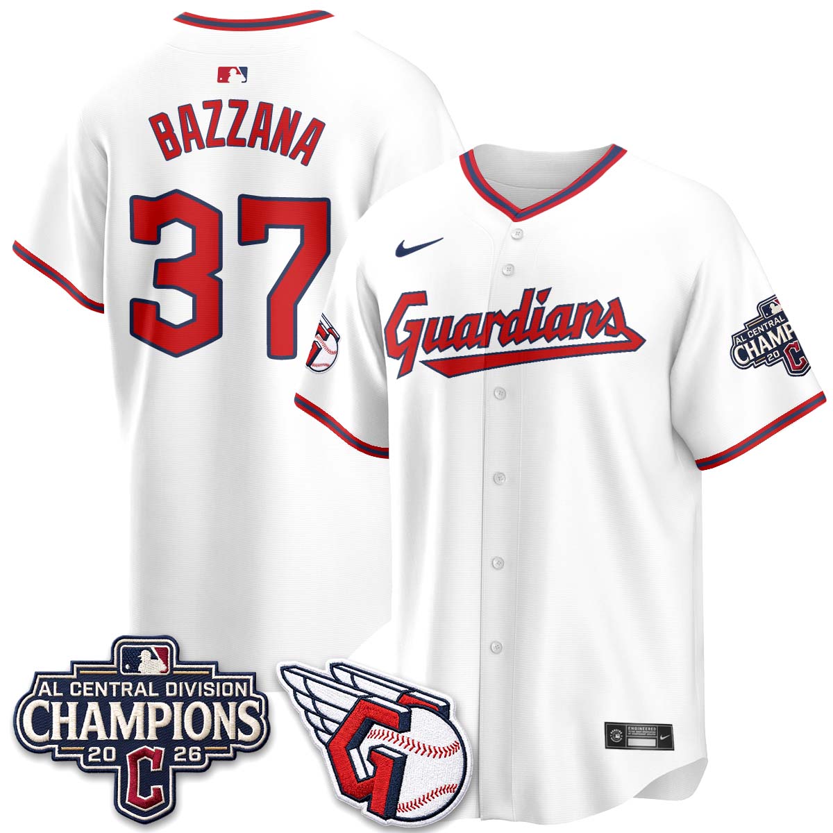 Cleveland Guardians 2026 AL Central Champs Vapor Jersey - Stitched
