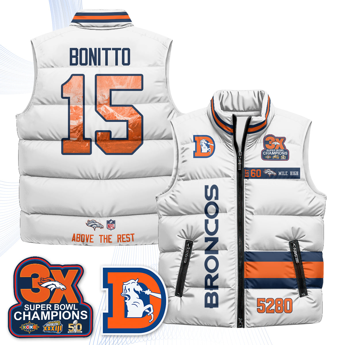 Denver Broncos "Mile High" Puffer Vest - Printed