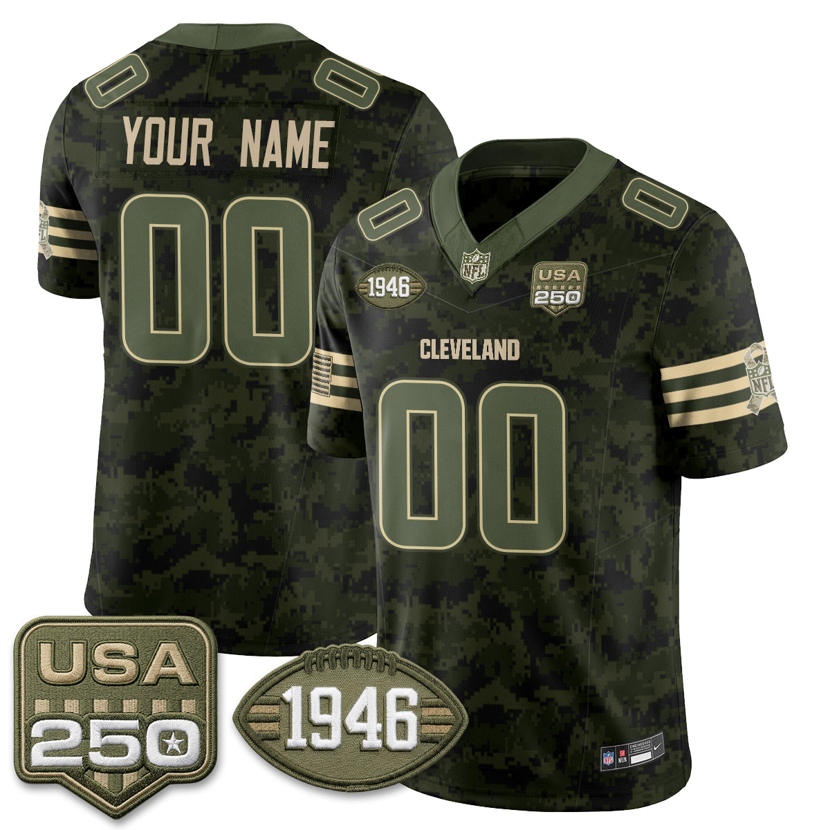 Cleveland Browns 2026 Salute to Service Vapor Custom Jersey - Stitched