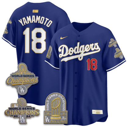 LAD Gold Collection Stadium Vapor Limited Jersey - Back to Back 9x Champs - Stitched
