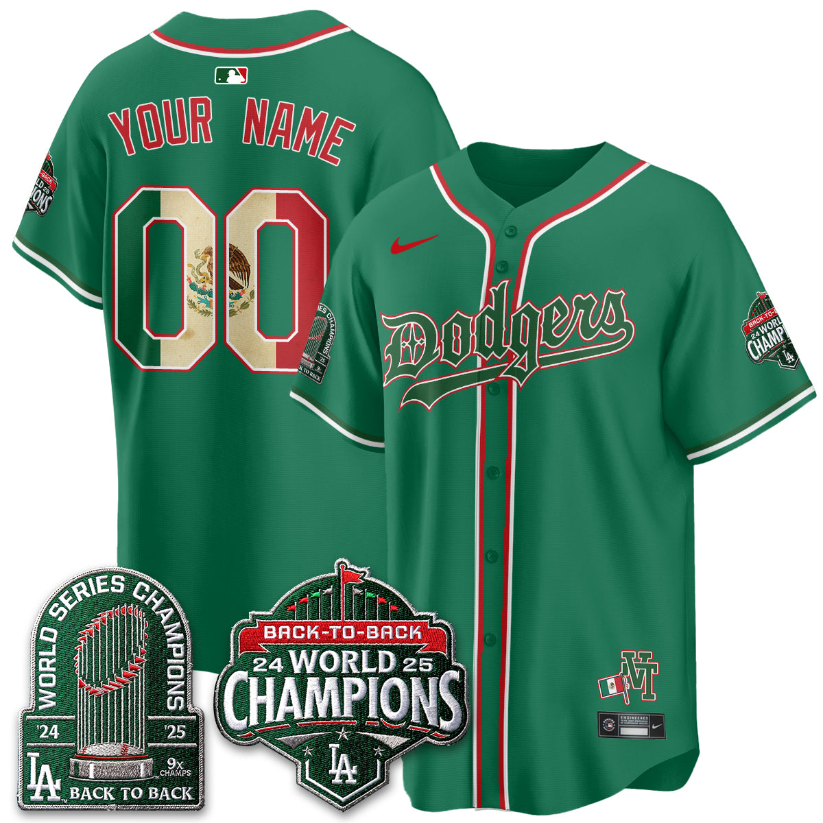 Los Angeles Dodgers x Mexico Style Vapor Custom Jersey - Stitched