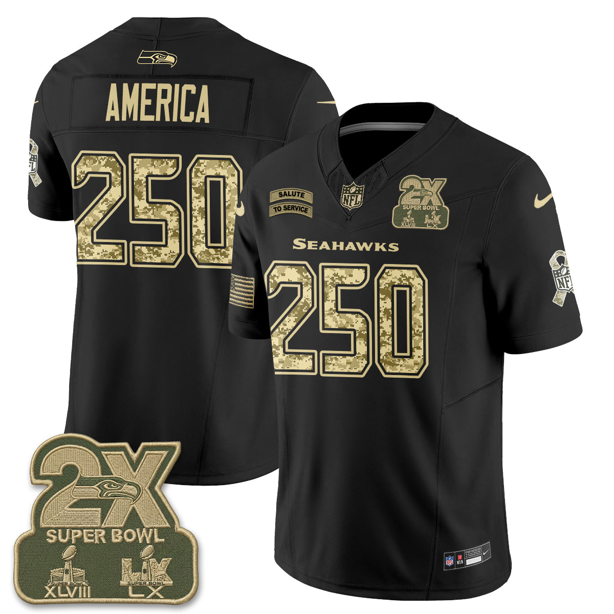 Seattle Seahawks 2026 Salute to Service Vapor Jersey - Stitched