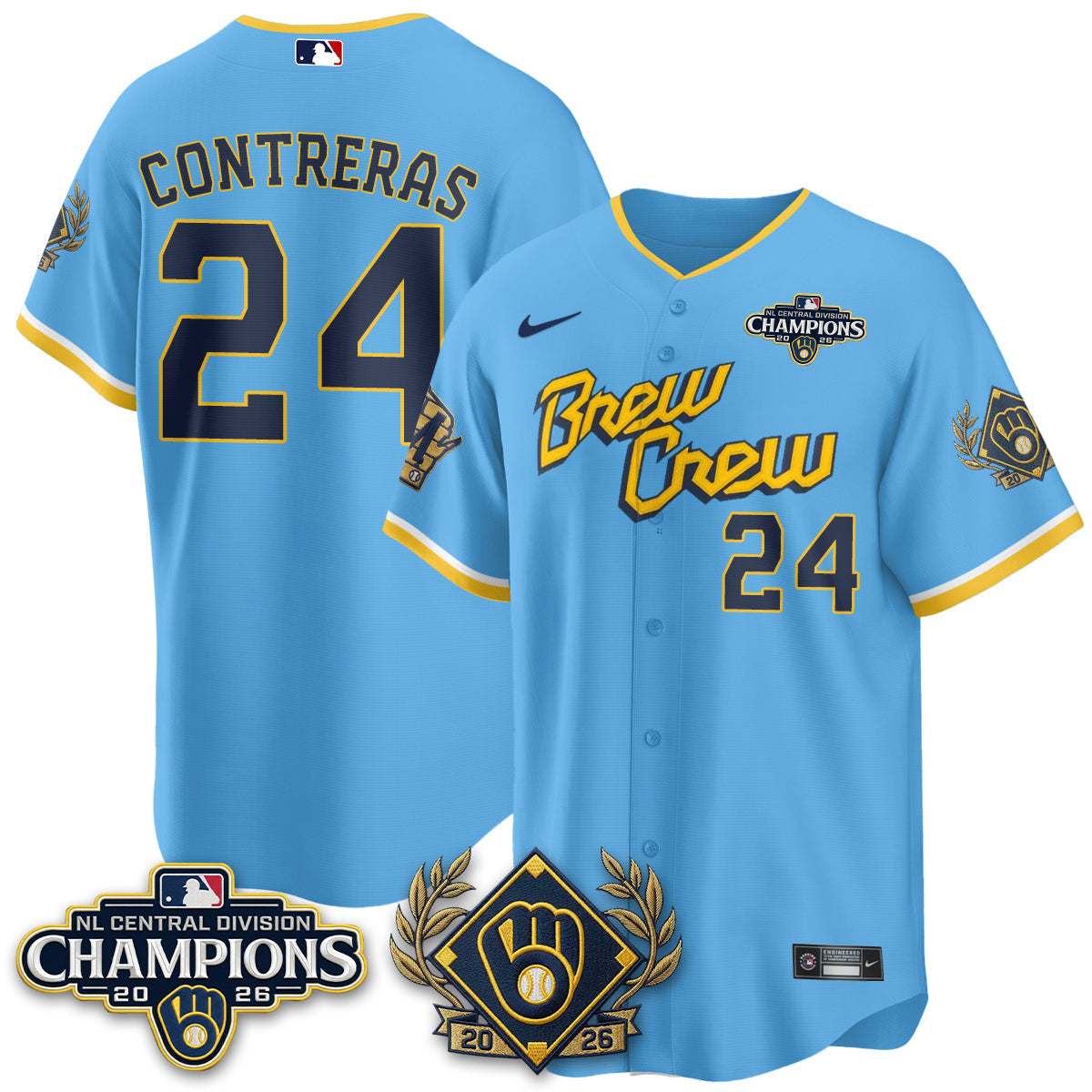 MIL 2026 NL Division Champs Vapor Blue Jersey - Stitched