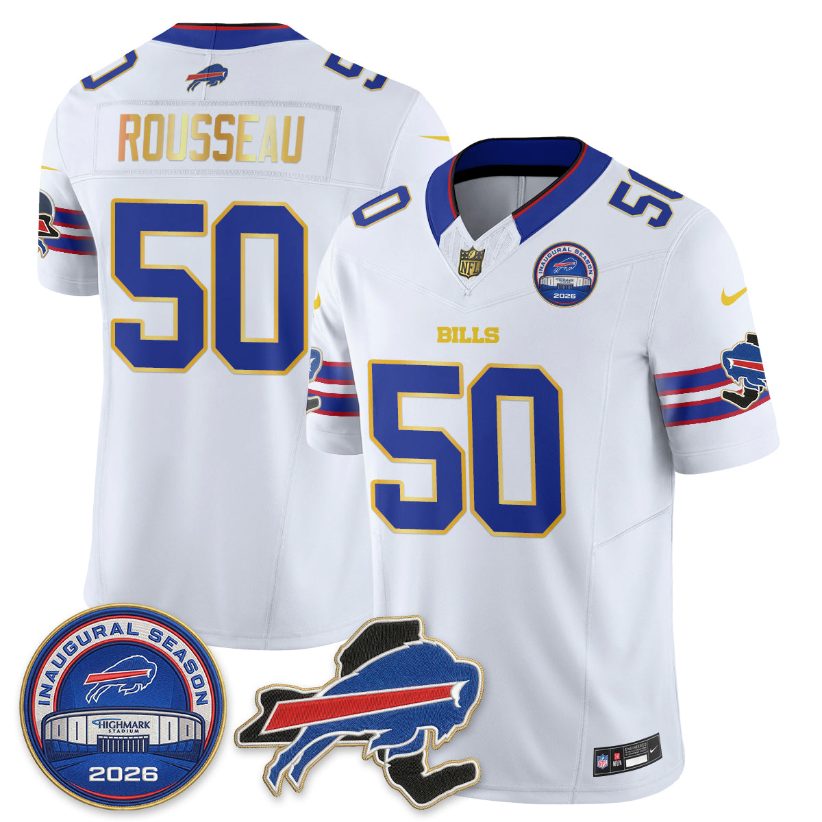 Buffalo Bills 2026 Gold Trim Edition Vapor Jersey - Stitched