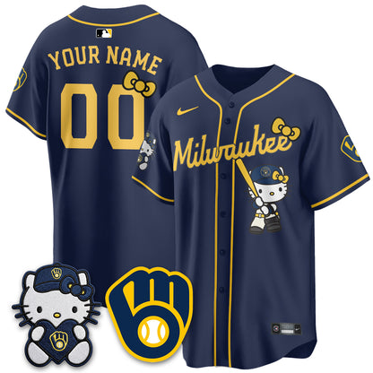 Milwaukee Brewers Meow KT Night Vapor Limited Custom Jersey - Stitched