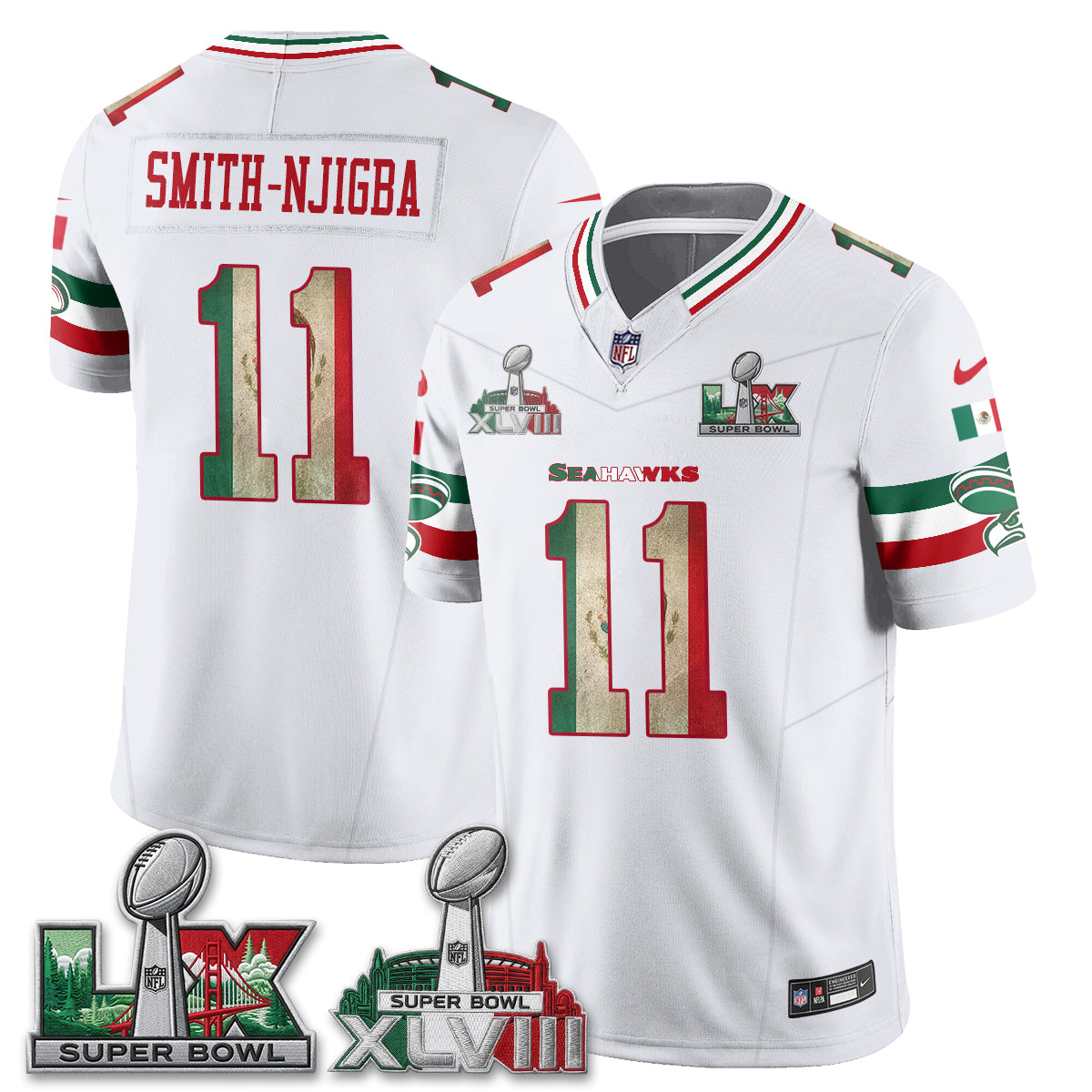 Seattle Seahawks Mexico Edition Vapor Jersey V2- Stitch-NQD