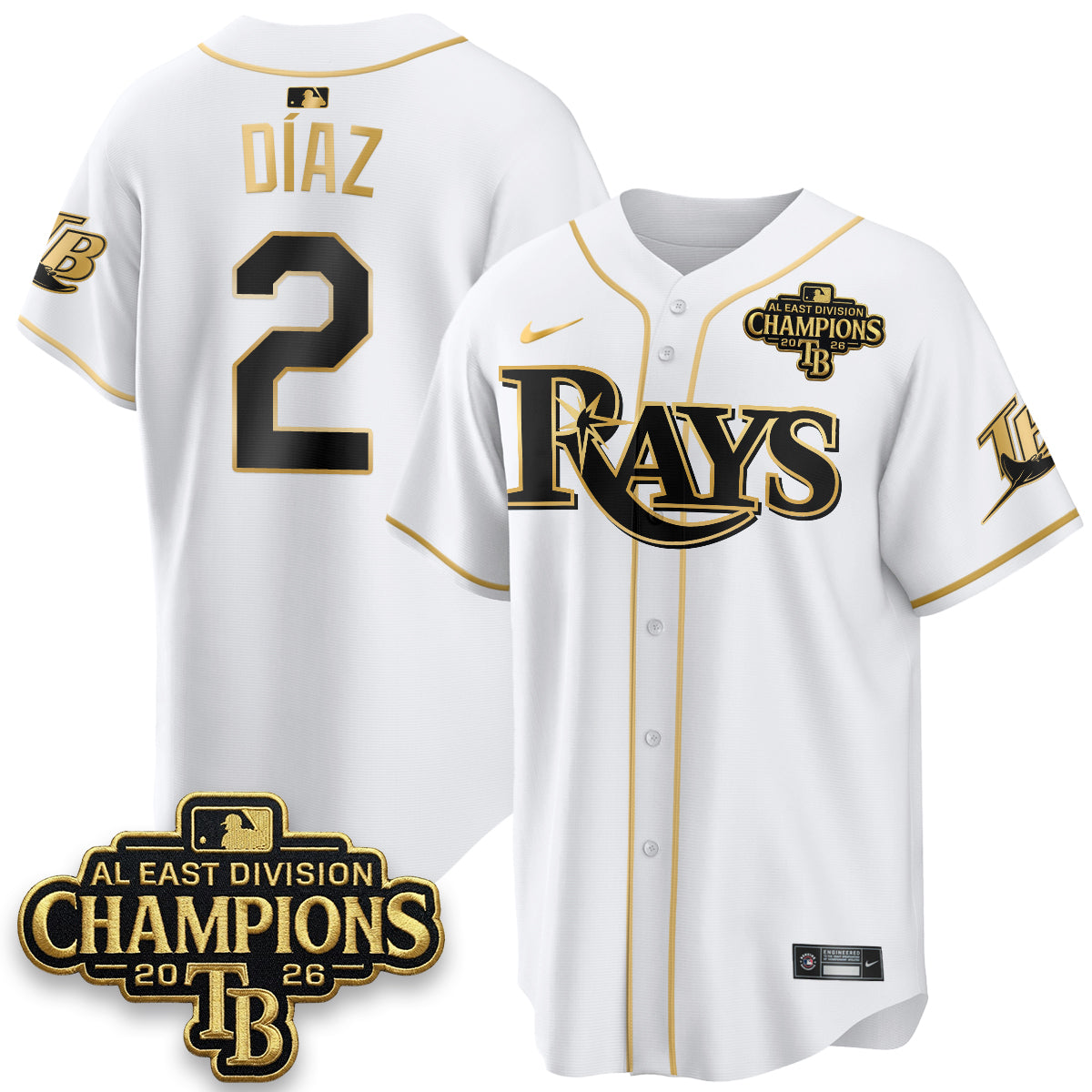 Tampa Bay Rays 2026 AL East Champs Gold Edition Vapor Jersey - Stitched-NQD