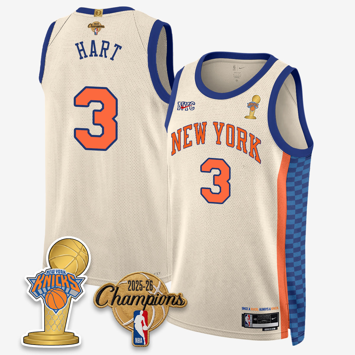 New York Knicks 2026 Basketball Champions Vapor Jersey - Stitched