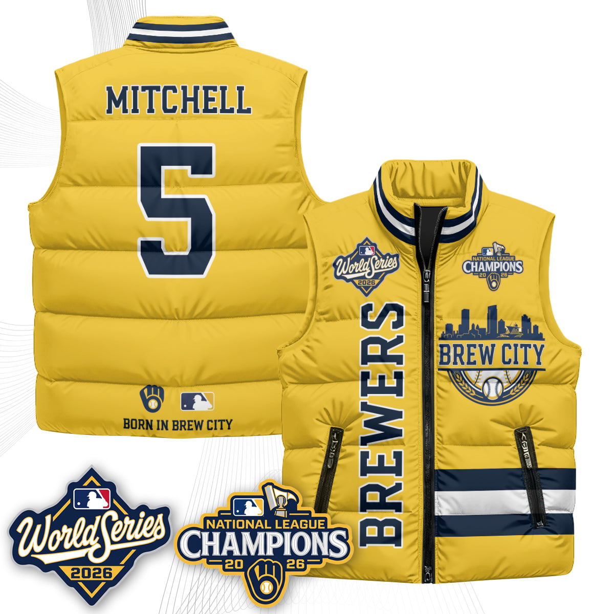Milwaukee Brewers 2026 NL Champions Puffer Vest - Printed