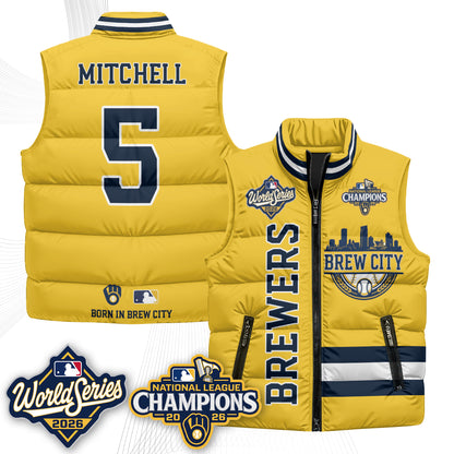 Milwaukee Brewers 2026 NL Champions Puffer Vest - Printed