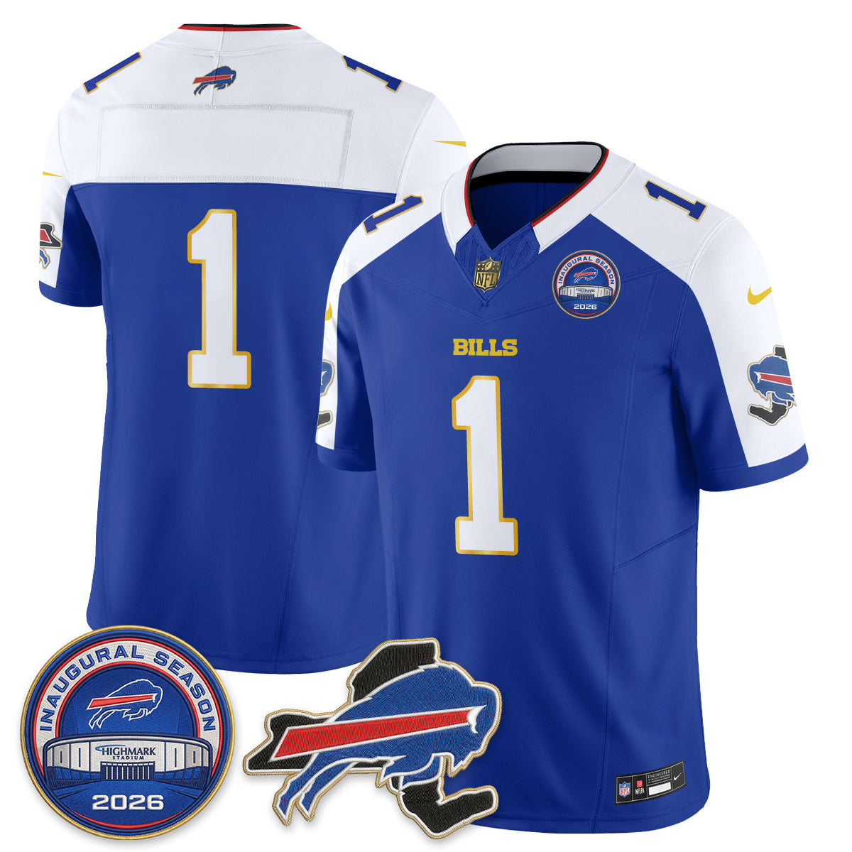 Buffalo Bills 2026 Gold Trim Edition Vapor Jersey - Stitched