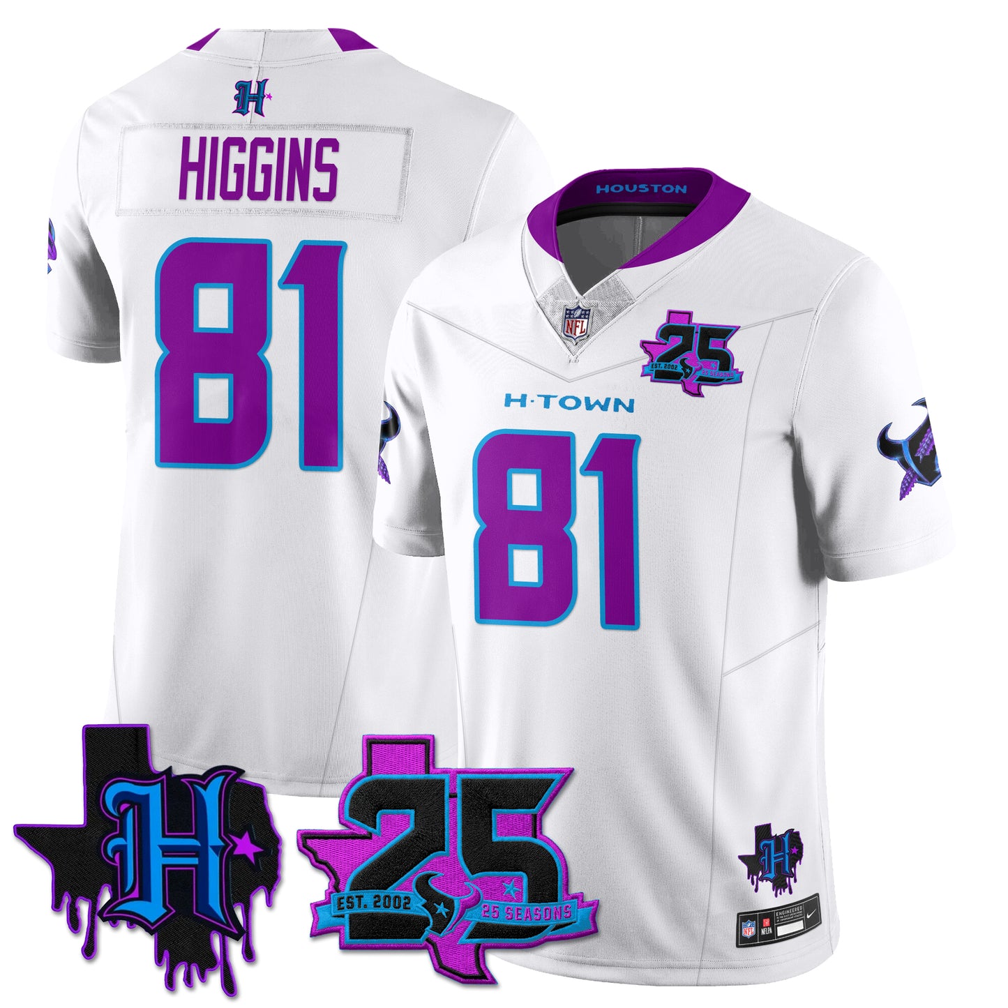 Houston Texans 25th Seasons in 2026 DJ Screw Vapor Limited Jersey - All Stitched