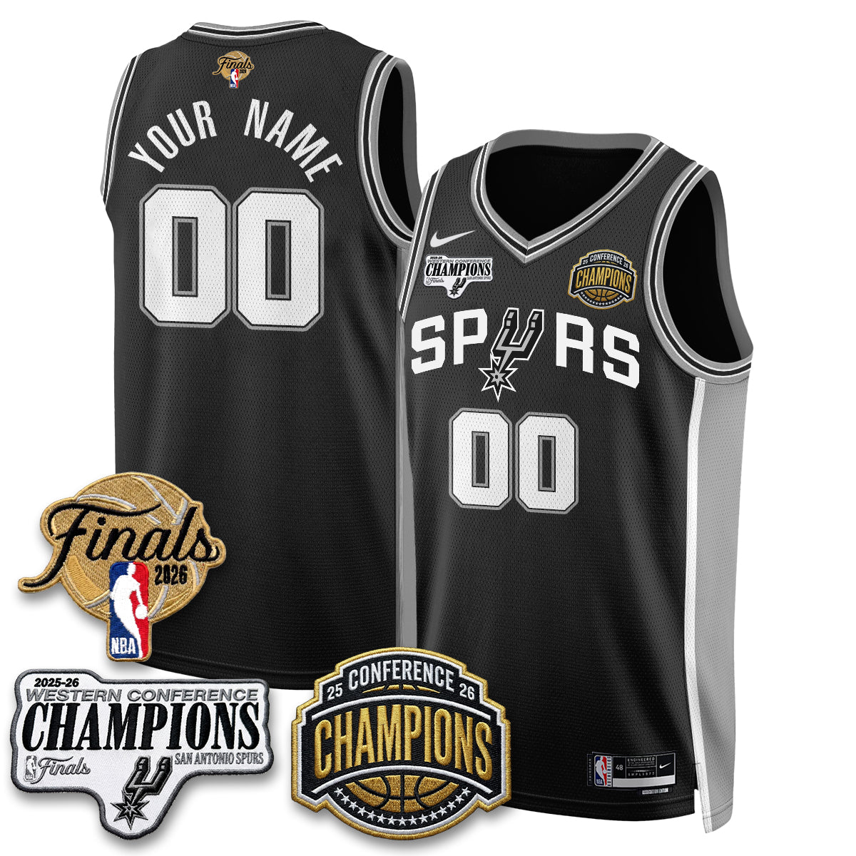 San Antonio Spurs 2026 NBA Western Conference Champions Vapor Custom Jersey - Stitched