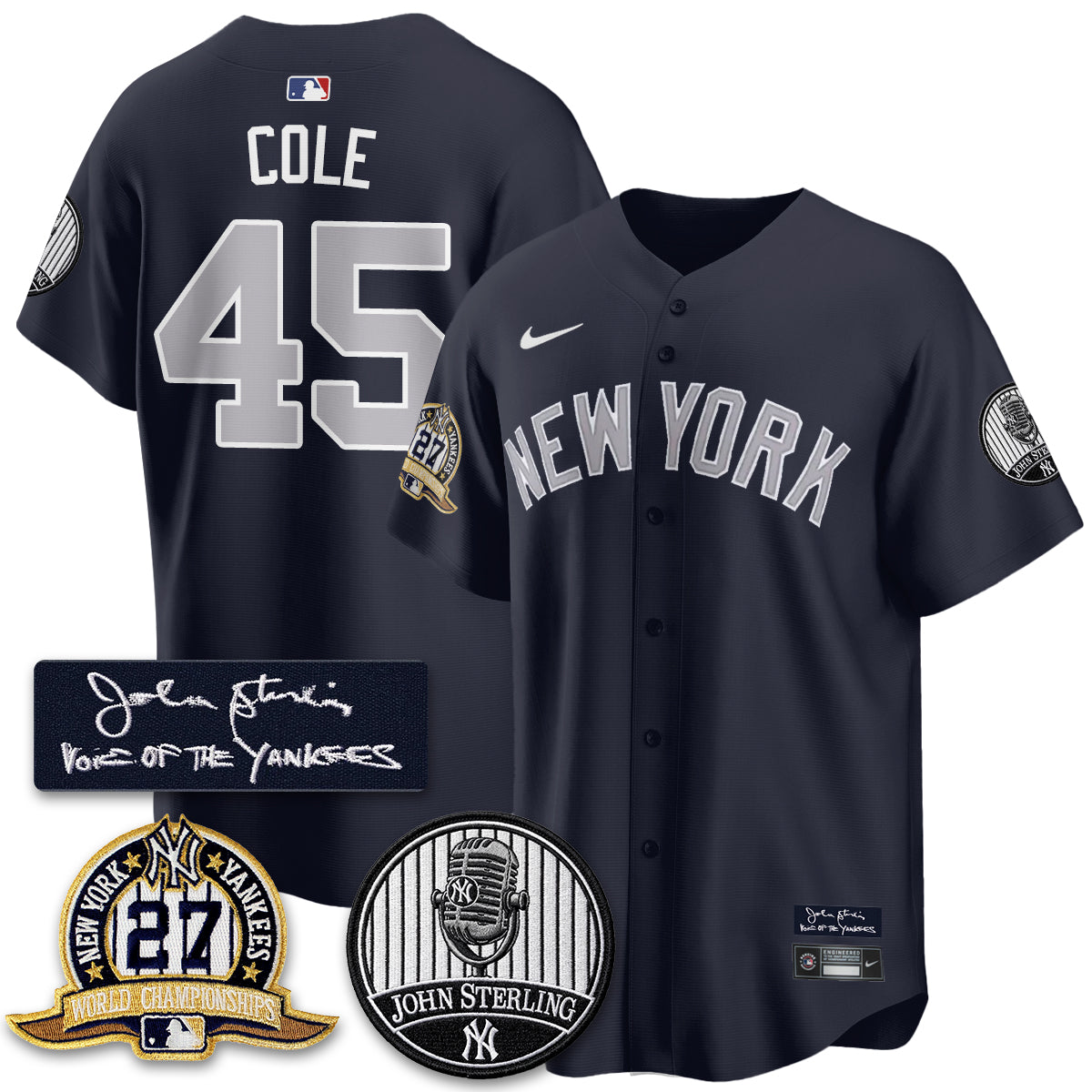 NYY John Sterling Tribute Patch Limited Gold Jersey - Stitched