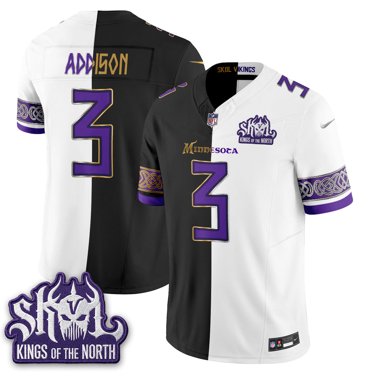 Minnesota Vikings Warrior Split Edition Vapor Jersey - Stitched-NQD