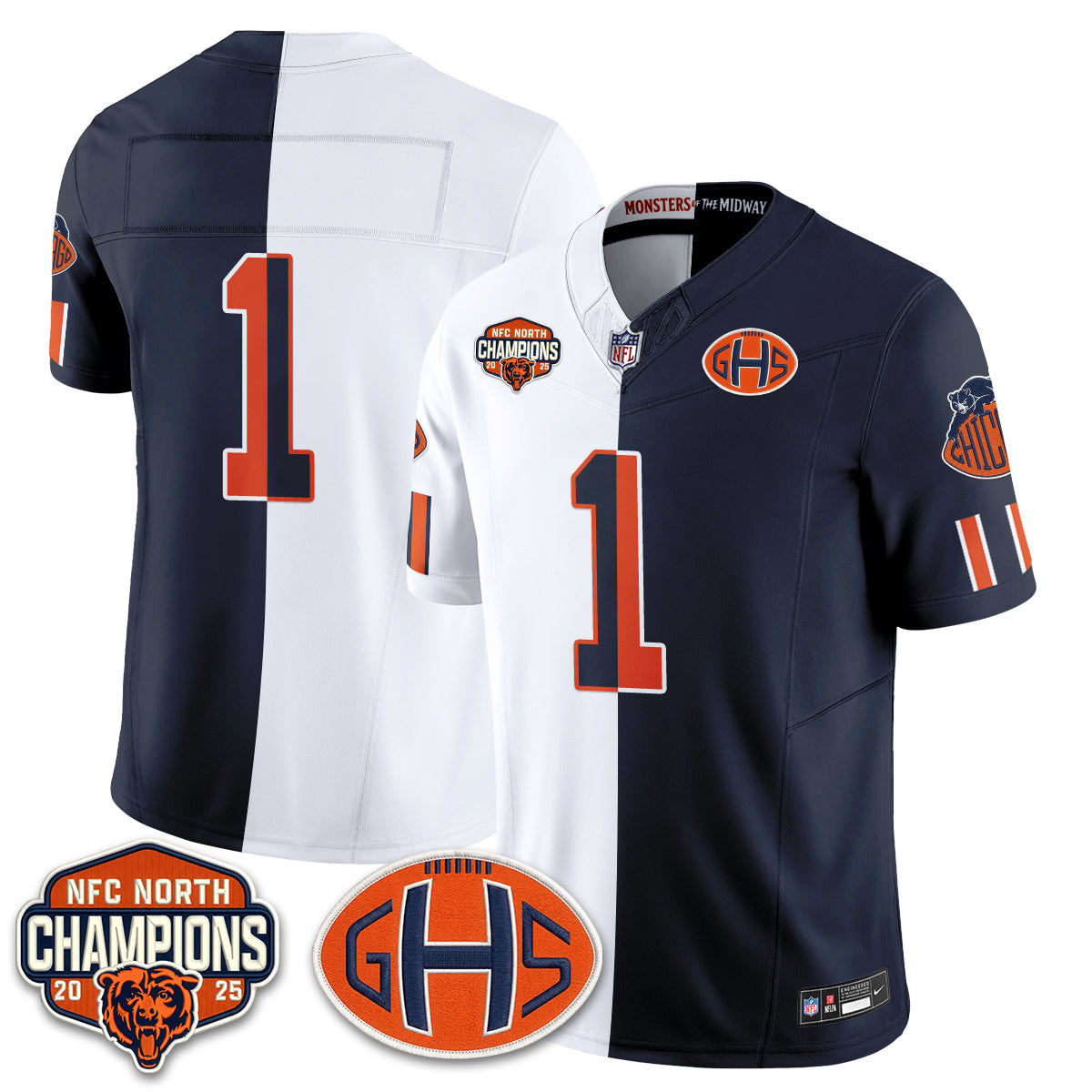 Chicago Bears 2026 Rivalries Split Edition Vapor Jersey - Stitched
