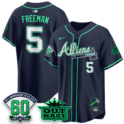 Atlanta Braves x Atliens Cool Base Galaxy Version Jersey - Stitched