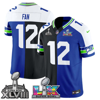 Seattle Seahawks Throwback 2 SB Patches Vapor Jersey - Stitched-NQD