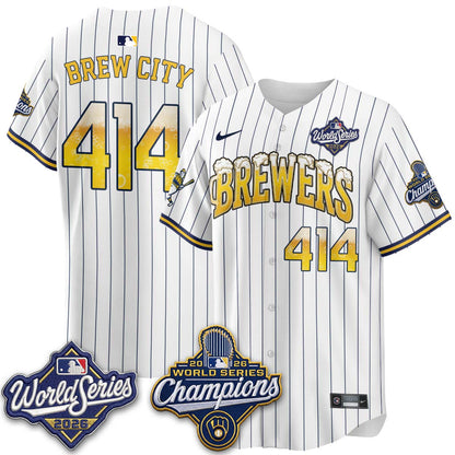 Milwaukee Brewers "Pitcher & Pint" 2026 WS Champions Vapor Jersey - Stitched